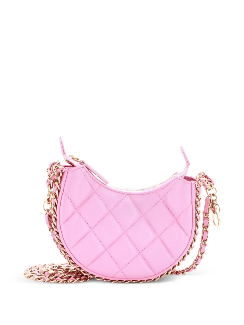 CHANEL Pre-Owned Chain Around Hook Quilted Lambskin Mini hobo bag - Pink