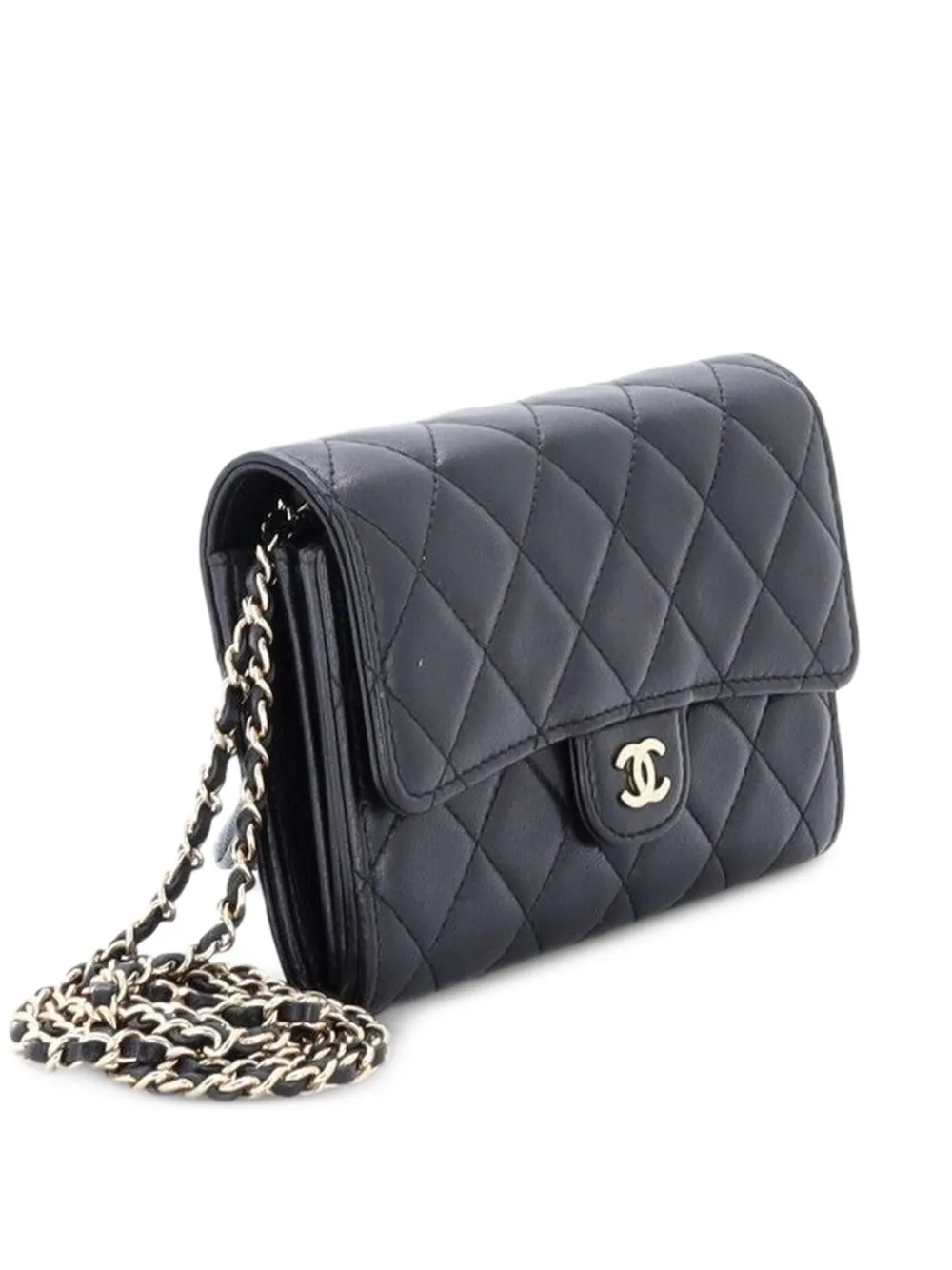 CHANEL Pre-Owned Classic Flap Wallet Quilted Lambskin Mini crossbody bag - Black