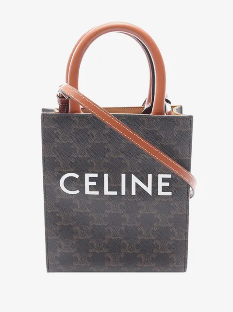 Celine Pre-Owned mini Triomphe Vertical Cabas satchel-taske i behandlet lærred fra 2010-2026