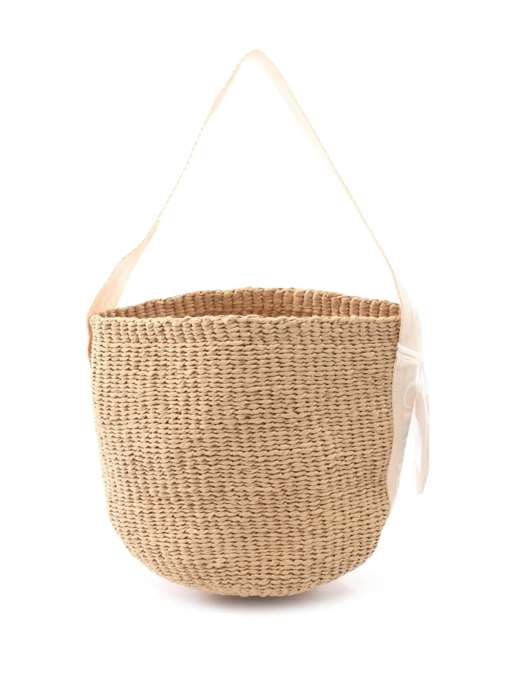 Chloé Pre-Owned 2010-2026 Small Mifuko Raffia Woody Basket bucket bag - Toni neutri