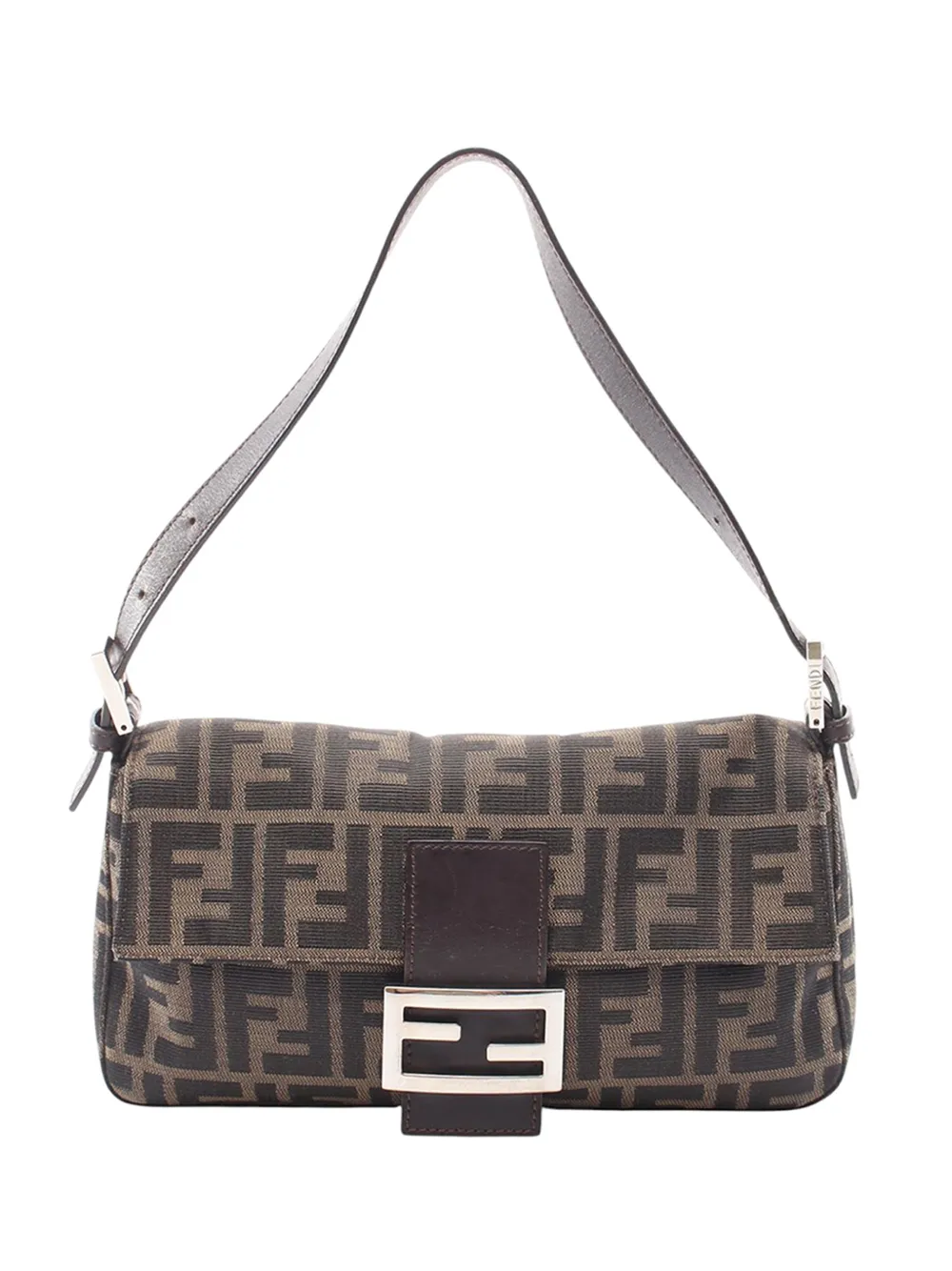 Fendi Pre-Owned 2000-2010 FENDI Mamma bucket Zucca canvas leather Brown Black Used Women handbag - Marrone
