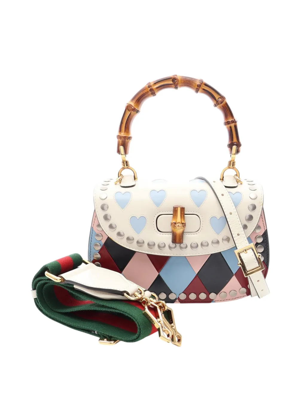 Gucci Pre-Owned 2016-2026 Calfskin Lovelight Bamboo Top Handle Bag satchel - Multicolore