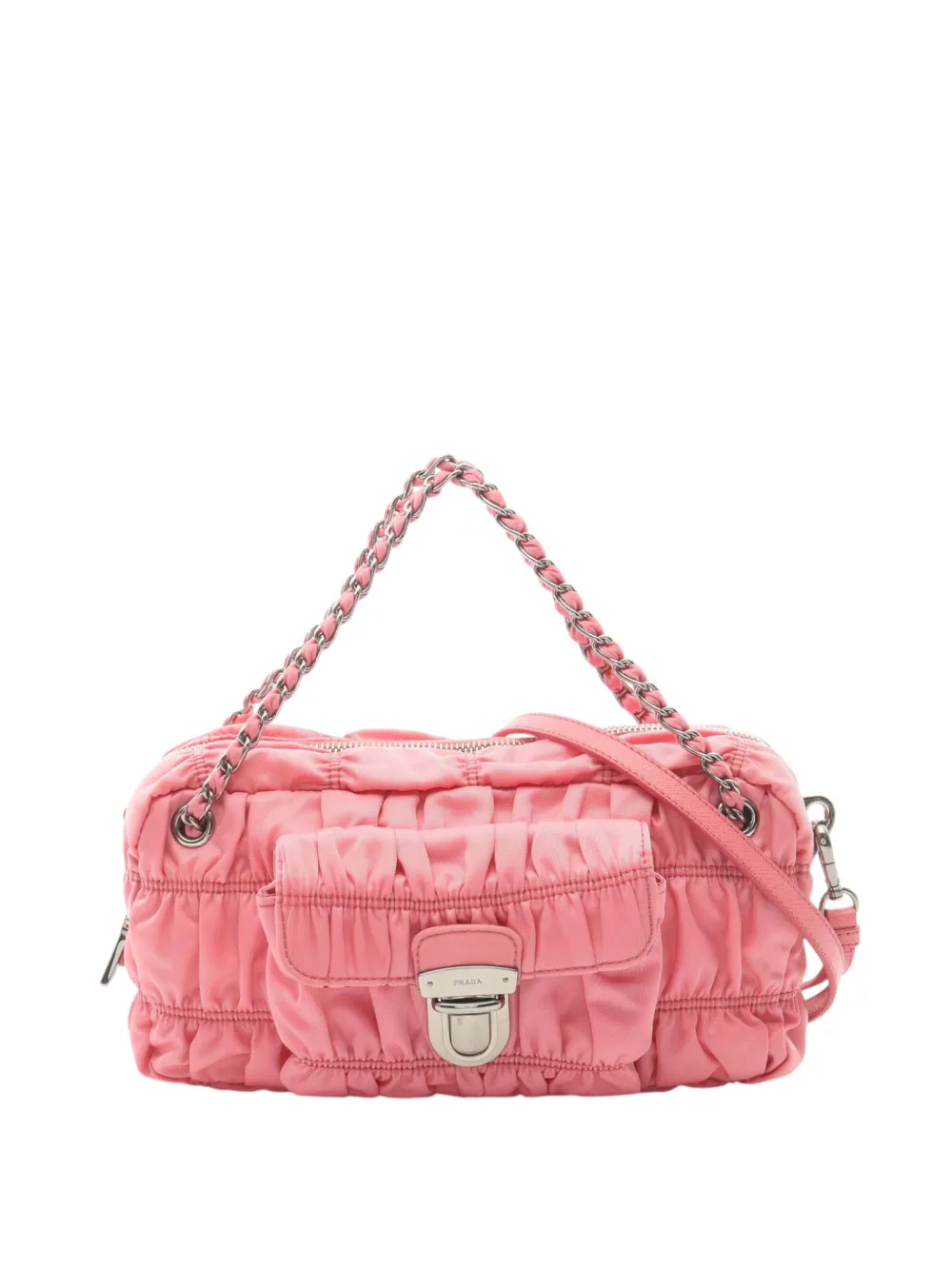 Prada Pre-Owned 2010-2026 Medium Nappa Gaufre Sound Chain Flap shoulder bag - Rosa