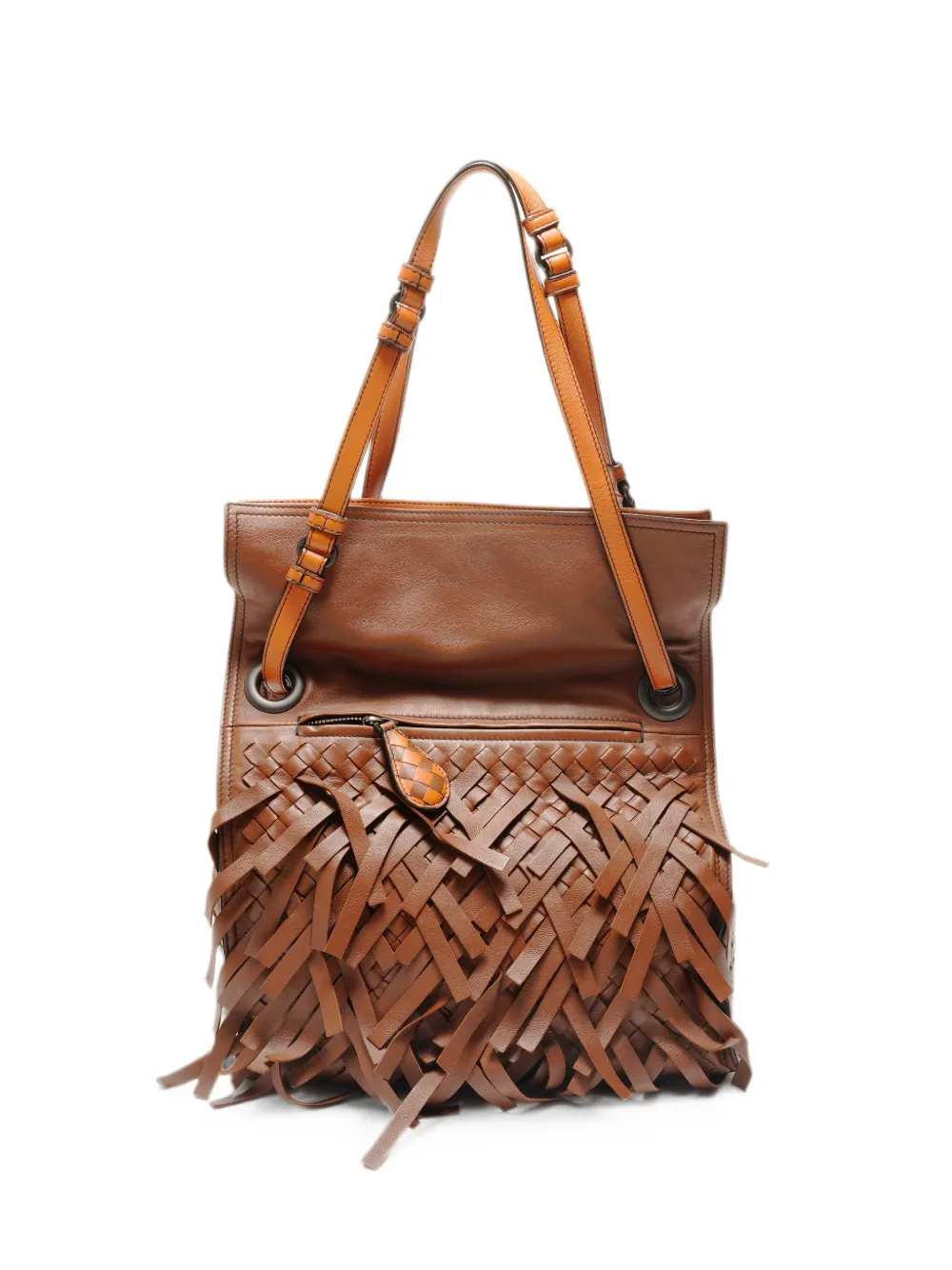 Bottega Veneta Pre-Owned 2018 Intrecciato fringed shoulder bag - Braun