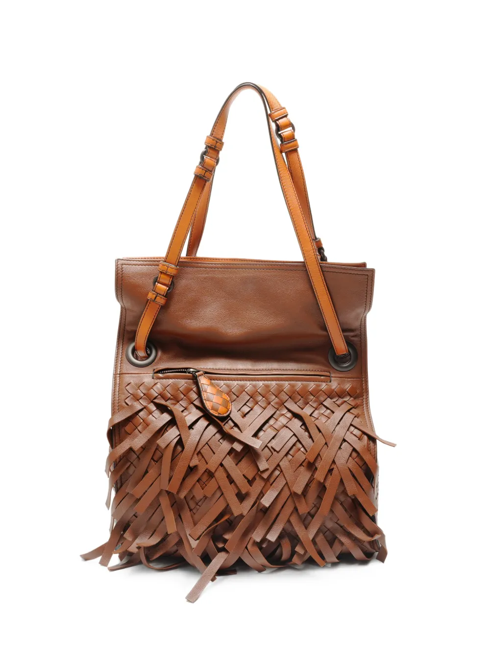 Bottega Veneta Pre-Owned 2018 Intrecciato fringed shoulder bag - Marrone