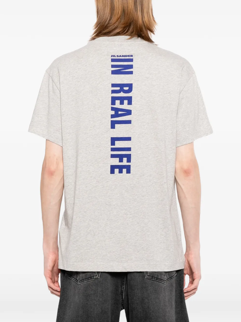Jil Sander T-shirt met logoprint met ronde hals Grijs