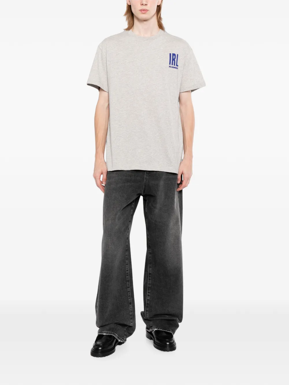 Jil Sander T-shirt met logoprint met ronde hals Grijs