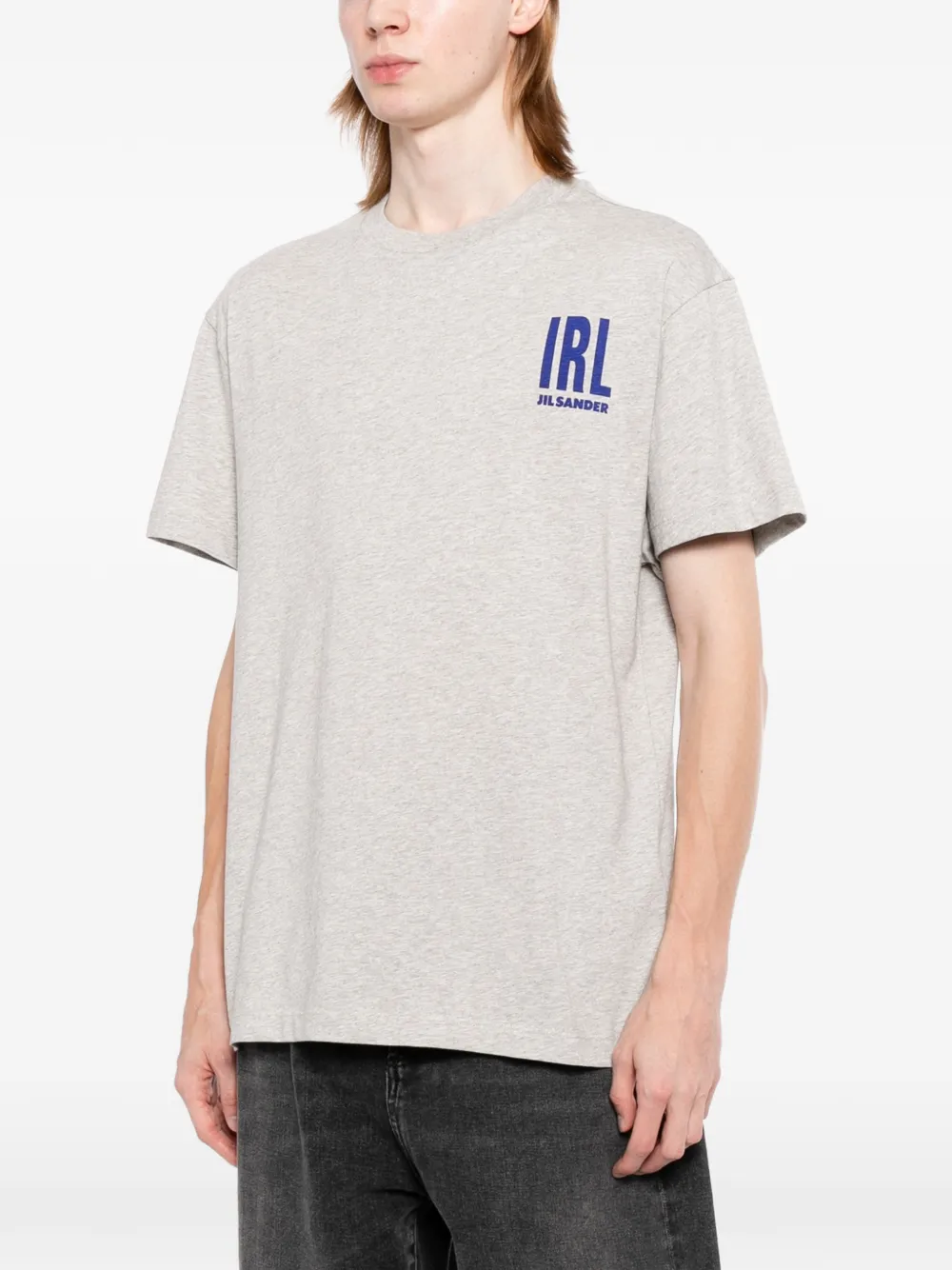 Jil Sander T-shirt met logoprint met ronde hals Grijs