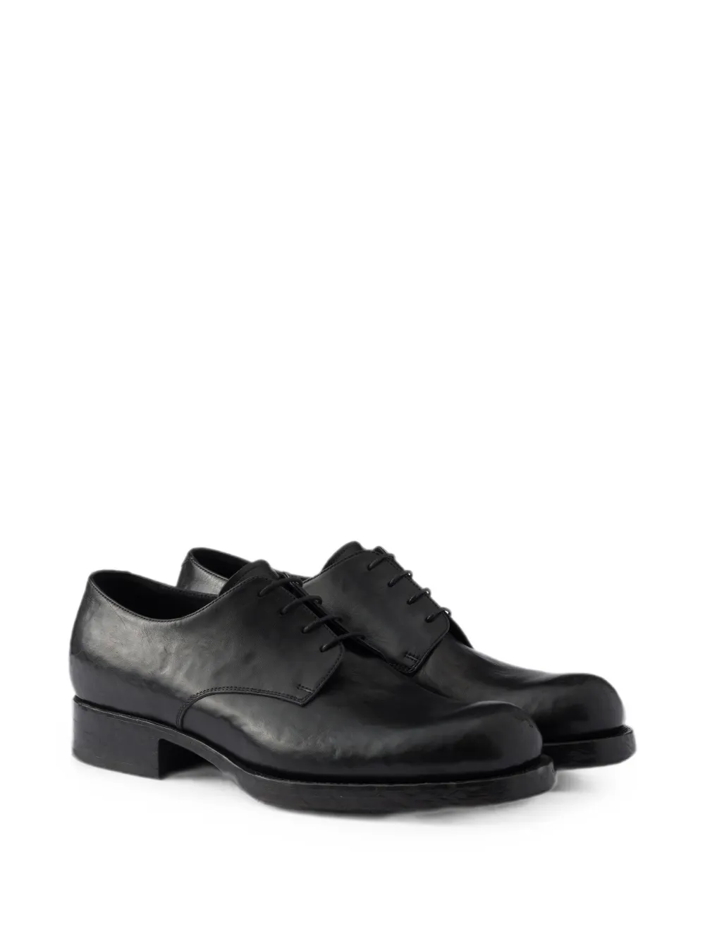 Prada Antieke leren veterschoenen Zwart