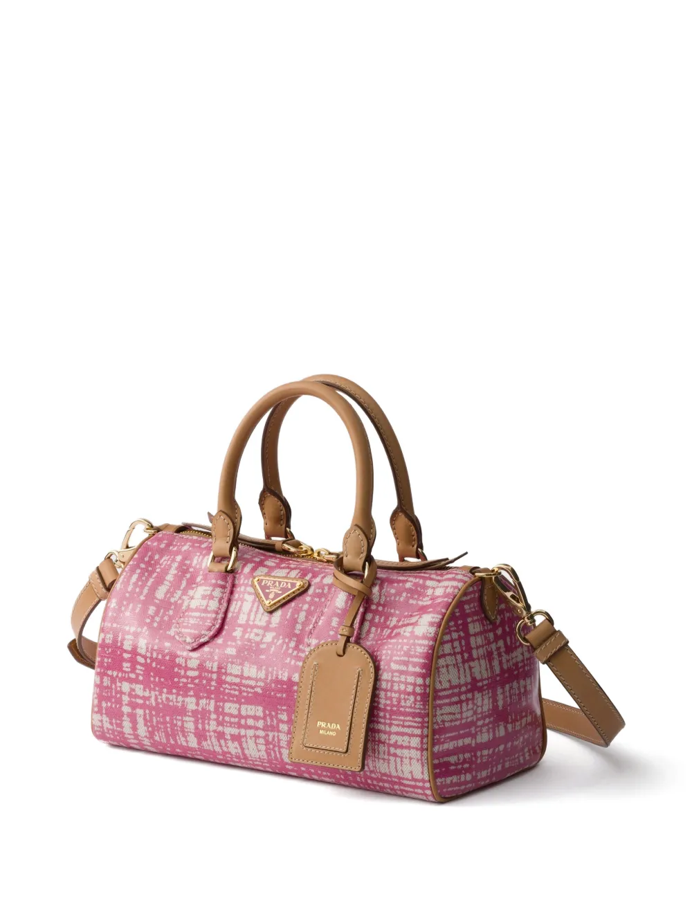 Prada Kleine leren en linnenblend handtas Roze