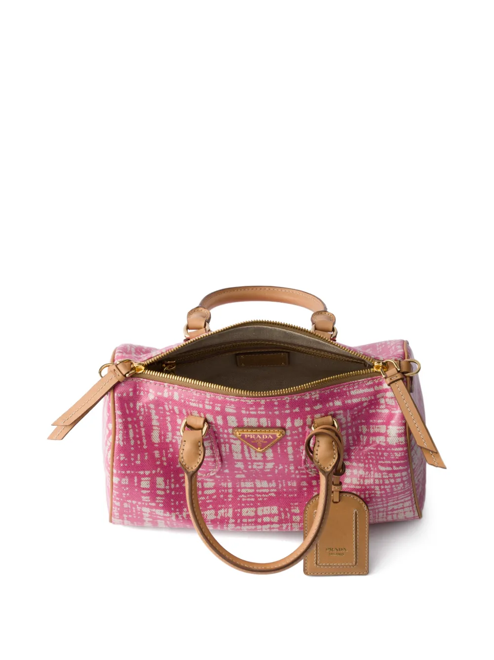 Prada Kleine leren en linnenblend handtas Roze