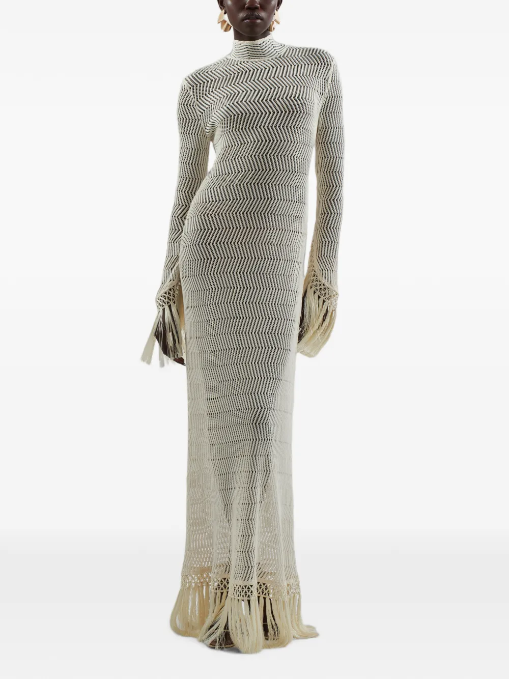 Taller Marmo New Mexico Kleid mit Fransenbesatz - Nude