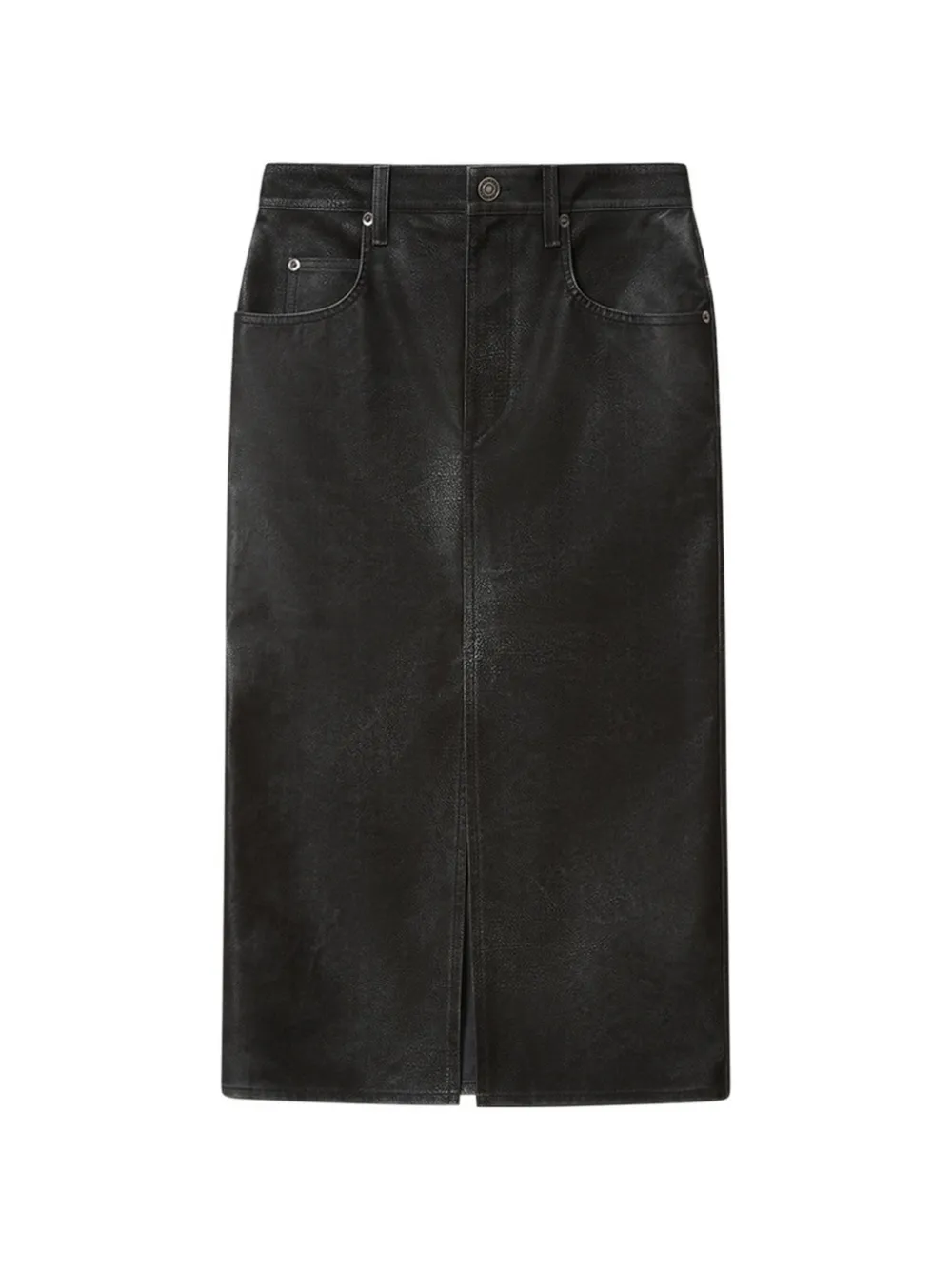 MARANT ÉTOILE Bisane weathered-effect front-slit midi skirt - Nero