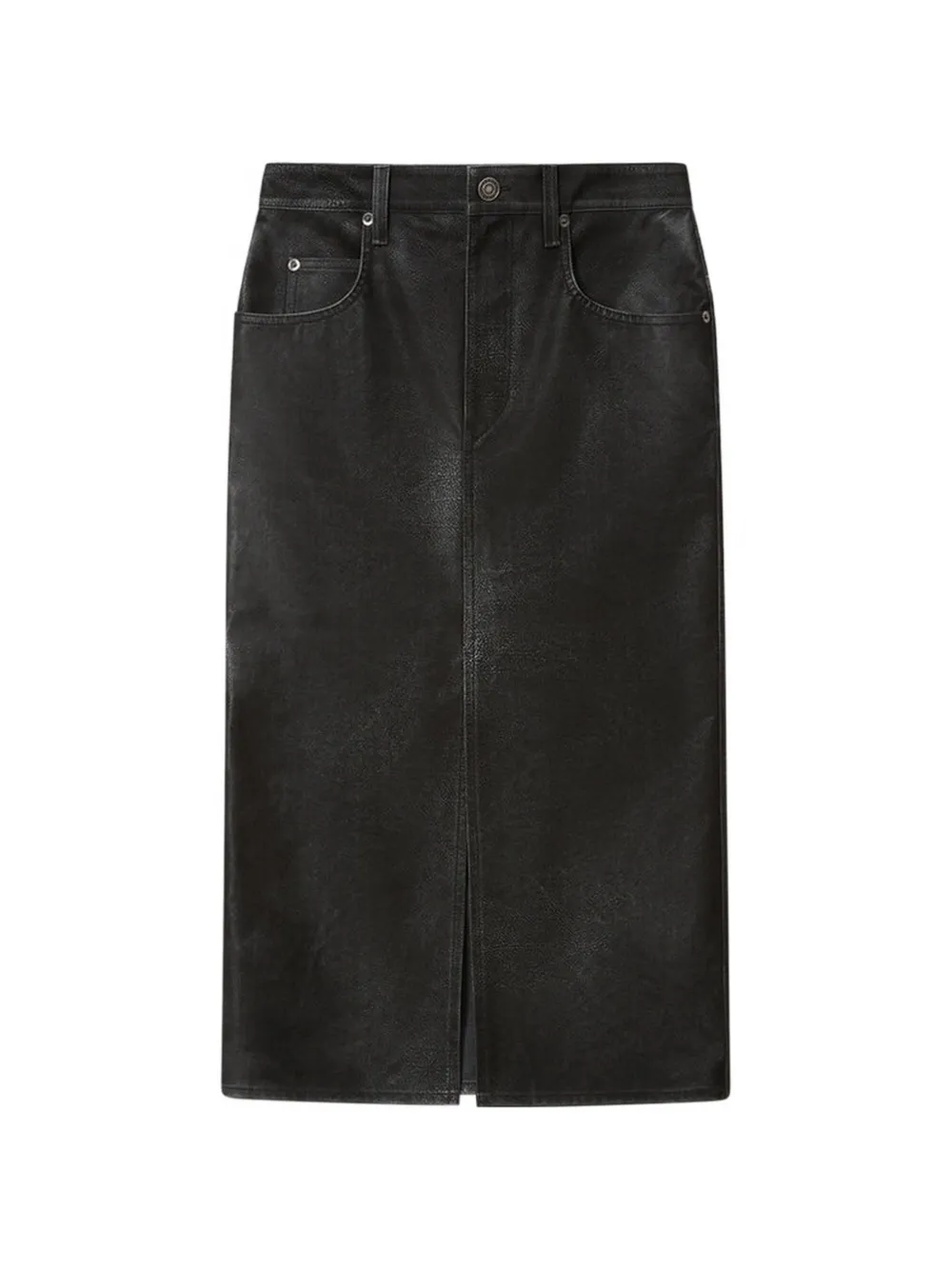 MARANT ÉTOILE Bisane weathered-effect front-slit midi skirt - Nero