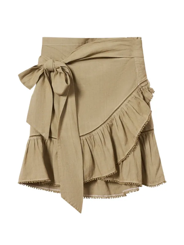 Marant Étoile Mempster Ruffled Wrap Mini Skirt in Neutrals