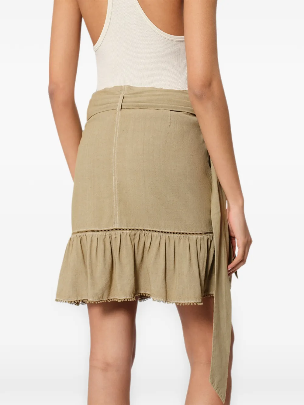 MARANT ÉTOILE Mempster Ruffled Wrap Mini Skirt in Neutrals, view 4