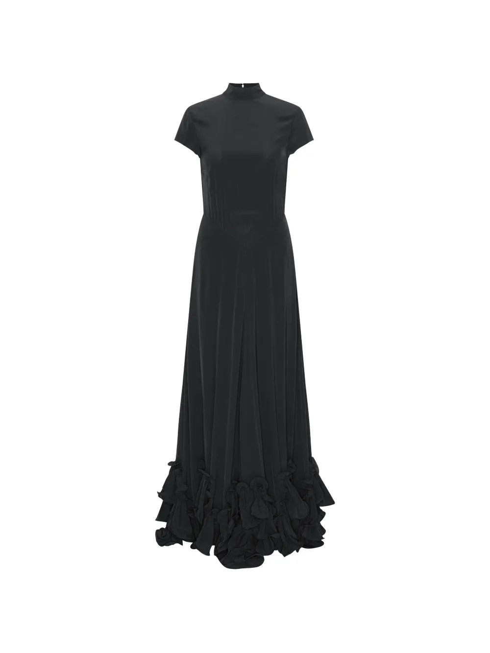 ROTATE BIRGER CHRISTENSEN ruffle-trimmed mock-neck maxi dress - Nero