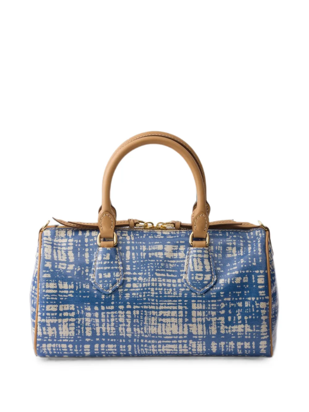 Prada Kleine leren en linnenblend handtas Blauw