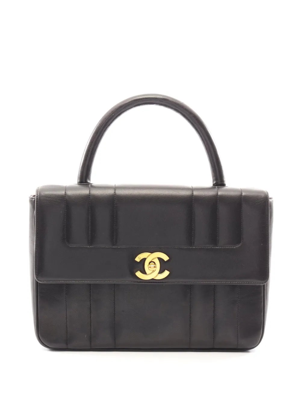 CHANEL Pre-Owned 1994-1996 CC Vertical Quilted Lambskin Top Handle Flap handbag - Nero