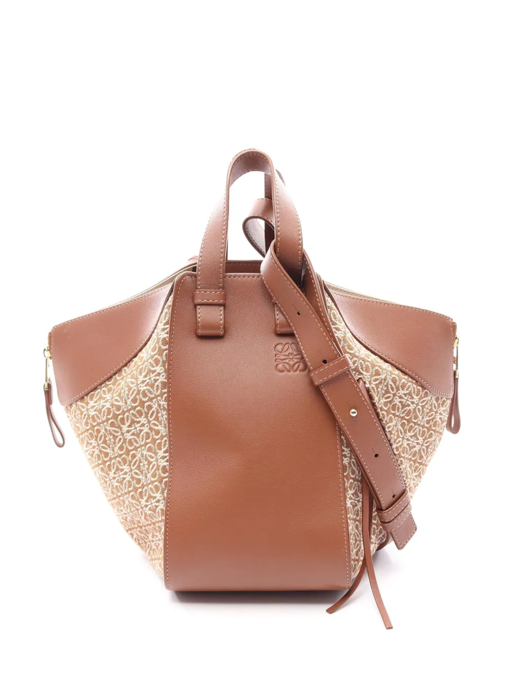 Loewe Pre-Owned 2010-2026 Small Raffia and Leather Hammock Bag satchel - Neutrals