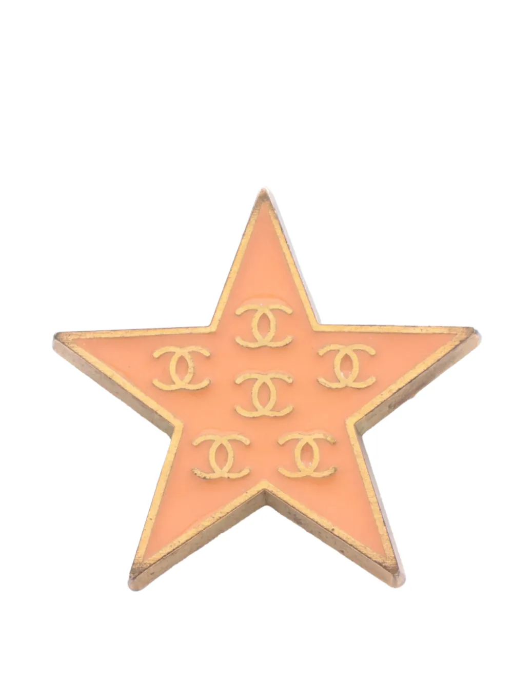 CHANEL Pre-Owned 2001 CC Gold Plated Enamel Star Brooch costume brooch - Arancione