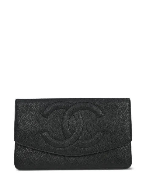 CHANEL Pre-Owned 1995 CC caviar leather long wallet