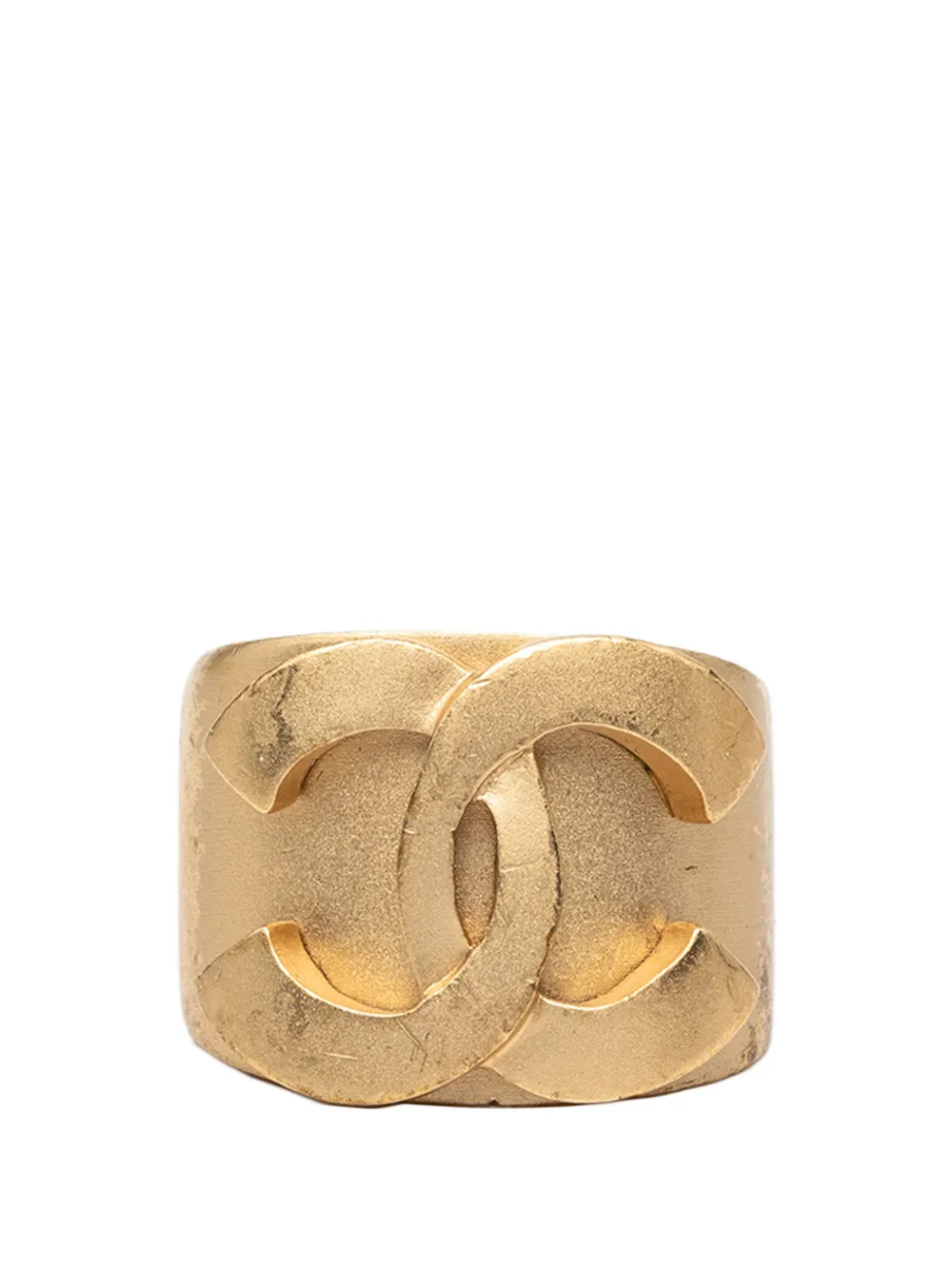 CHANEL Pre-Owned 2001 CC Gold Plated Band Ring costume ring - Oro