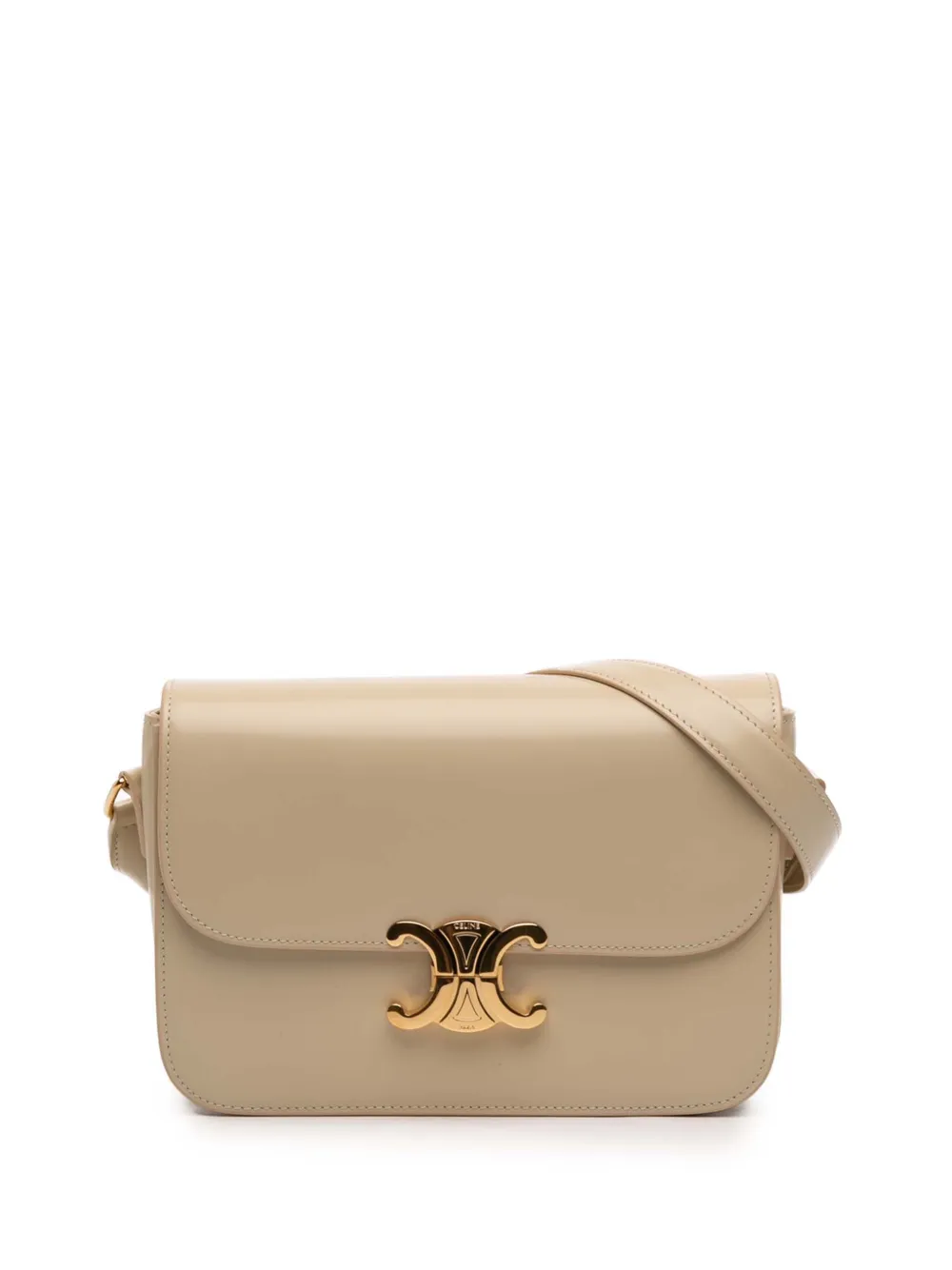 Celine Pre-Owned 2024 Classique Shiny Calfskin Triomphe crossbody bag - Neutrals
