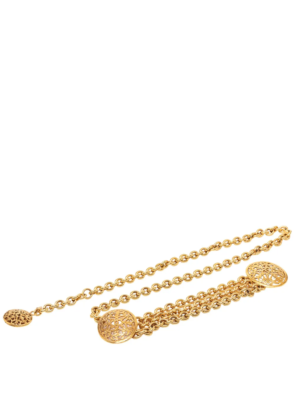 CHANEL Pre-Owned 1980-1990 Gold Plated Equestrian Medallion Chain belt - Oro