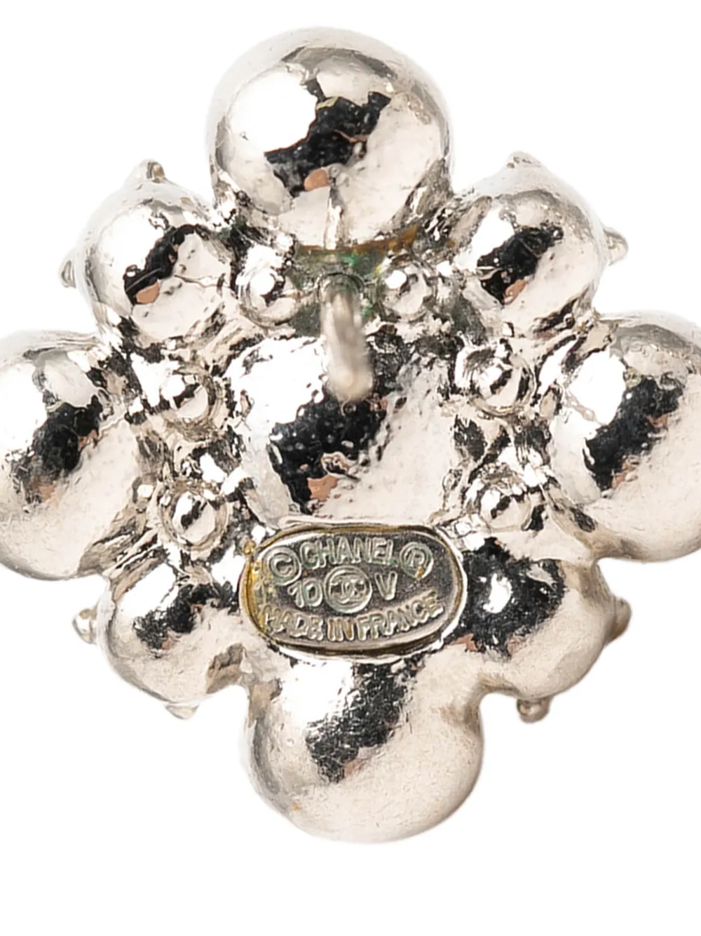  Chanel Pre-owned Pendientes De Latón Con Motivo Floral Y Con Apliques Florales De Strass 2010 - Plateado 