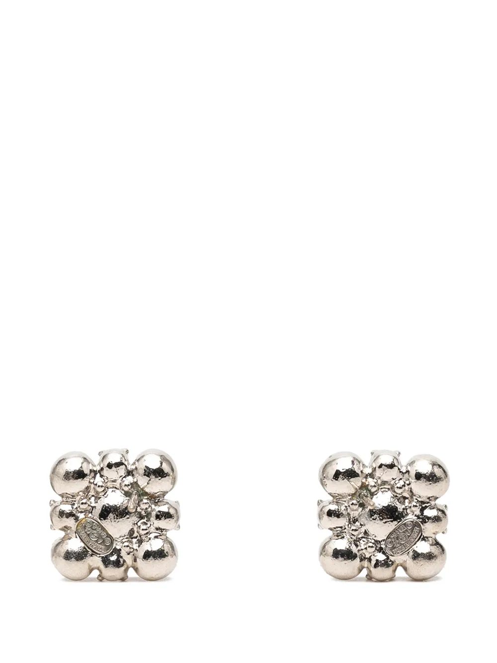  Chanel Pre-owned Pendientes De Latón Con Motivo Floral Y Con Apliques Florales De Strass 2010 - Plateado 