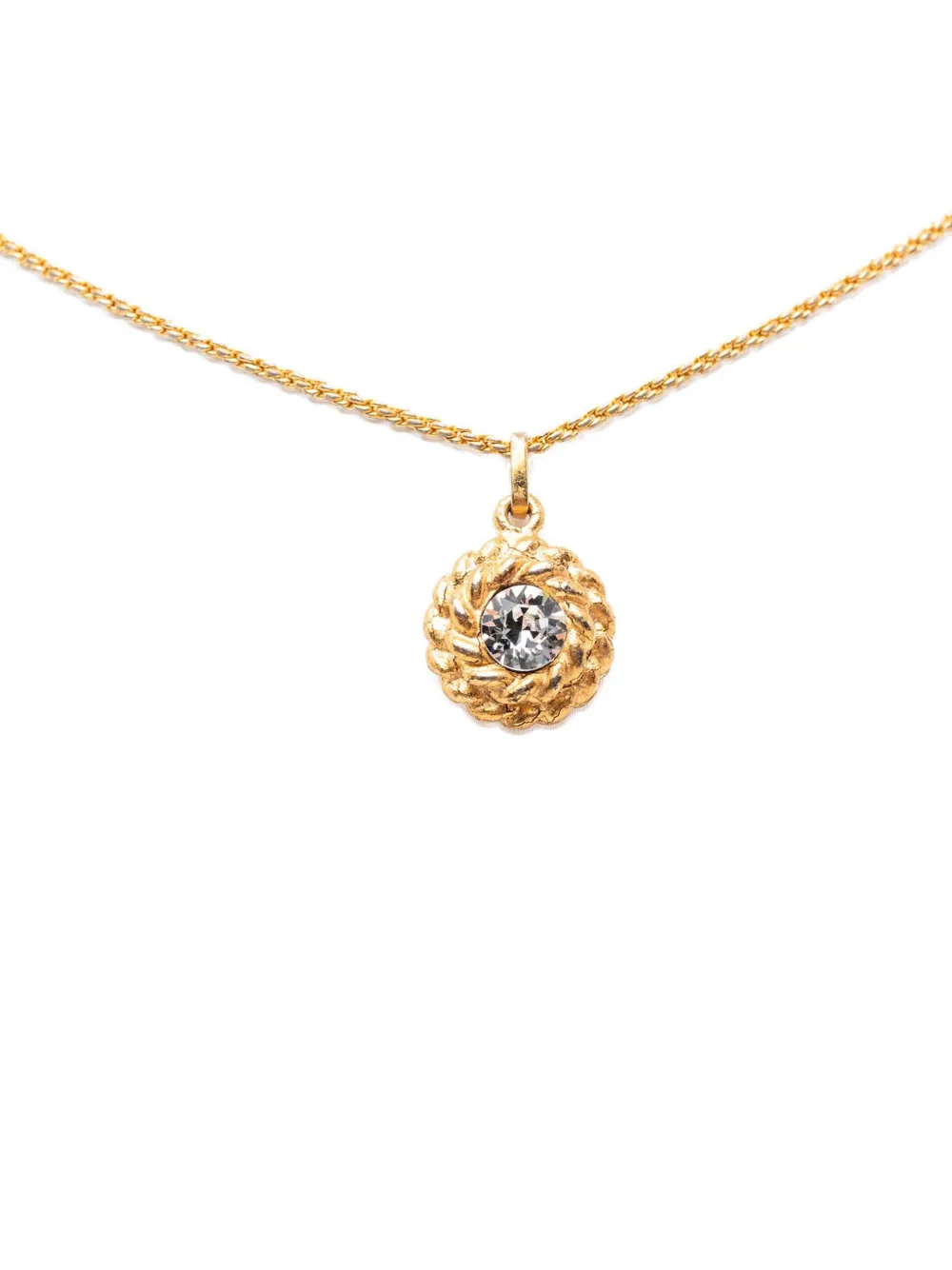 CHANEL Pre-Owned 1970-1980 Gold Plated Crystal Round Pendant Necklace costume necklace - Oro