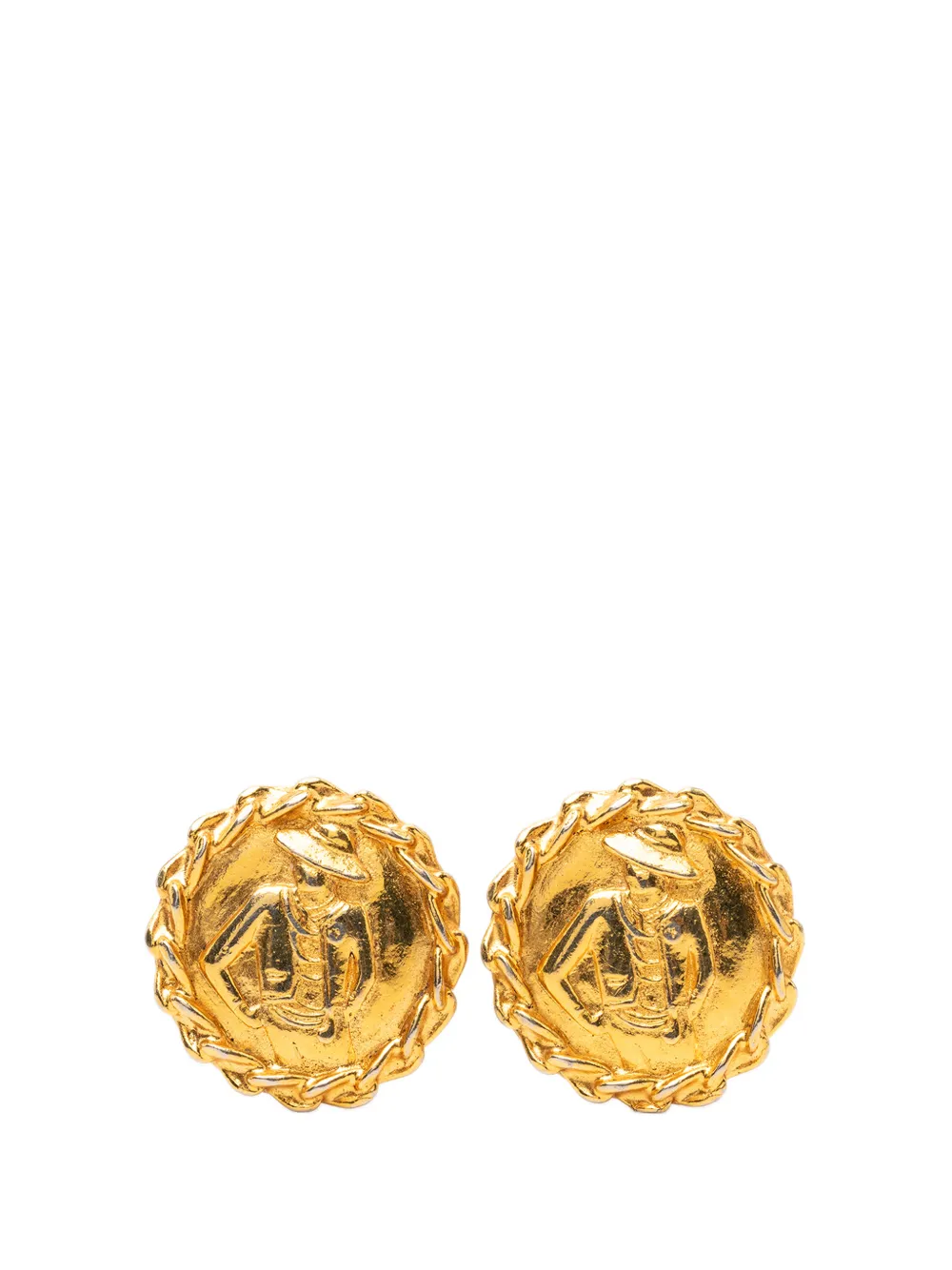 CHANEL Pre-Owned 1970-1980 Gold Plated Mademoiselle Clip on Earrings costume earrings