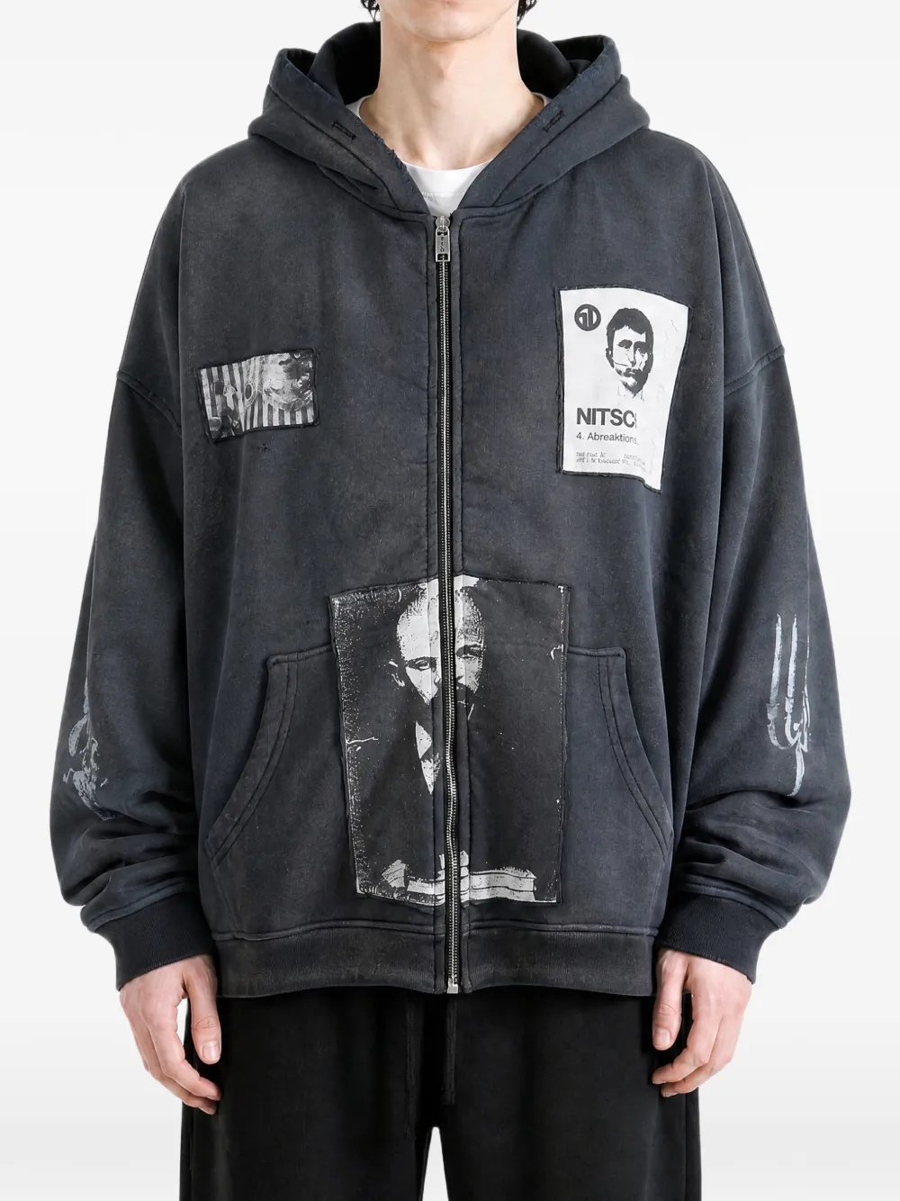 Enfants Riches Déprimés Lenin's Nap Time Assemblage hoodie met patchwork Grijs