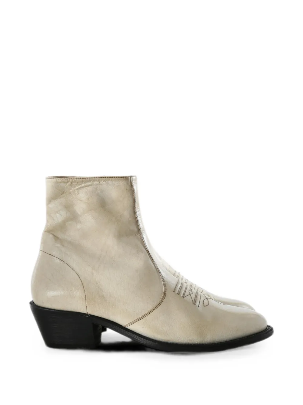 Enfants Riches Déprimés Kansas embroidered-detail leather ankle boots Beige