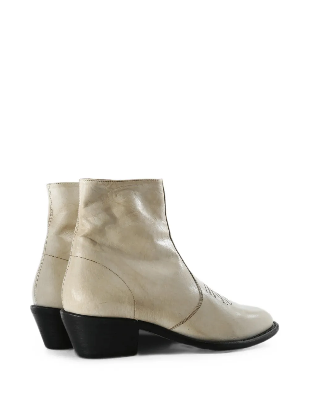 Enfants Riches Déprimés Kansas embroidered-detail leather ankle boots Beige