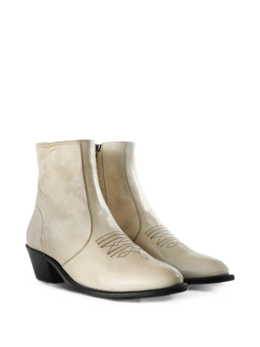 Enfants Riches Déprimés Kansas embroidered-detail leather ankle boots Beige