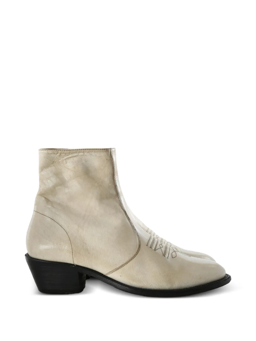Enfants Riches Déprimés Kansas embroidered-detail leather ankle boots Beige