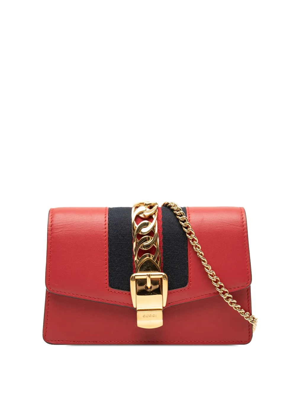 Gucci Pre-Owned 2016-2026 Super Mini Calfskin Sylvie Chain crossbody bag - Rosso