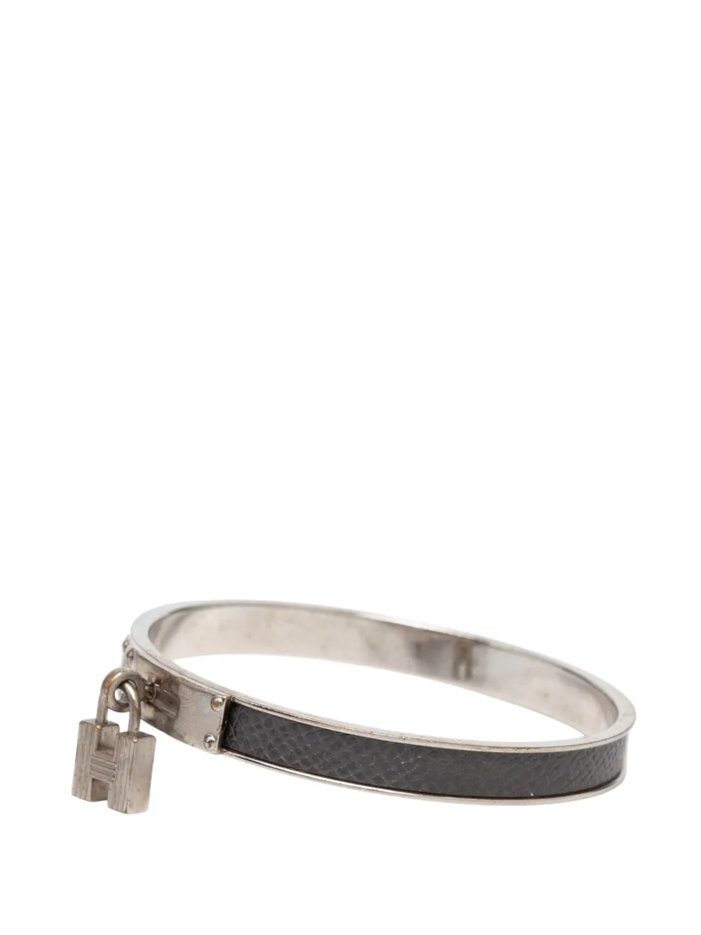  Hermès Pre-owned 2000-2026 Epsom And Palladium Plated Kelly Cadena Lock Bangle Bracelet Costume Bracelet - Gris 