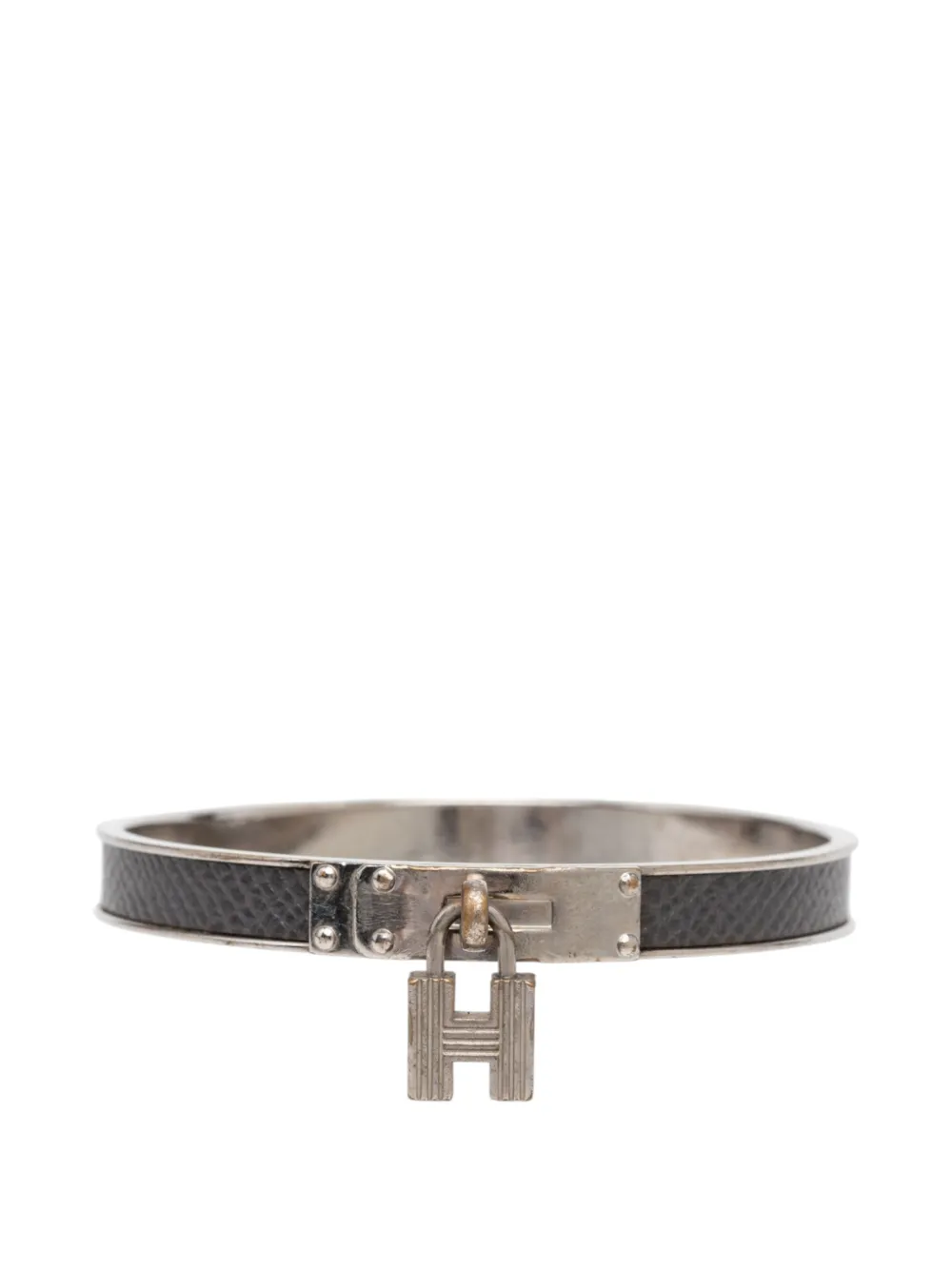 Hermès Pre-Owned 2000-2026 Epsom and Palladium Plated Kelly Cadena Lock Bangle Bracelet costume bracelet - Grigio