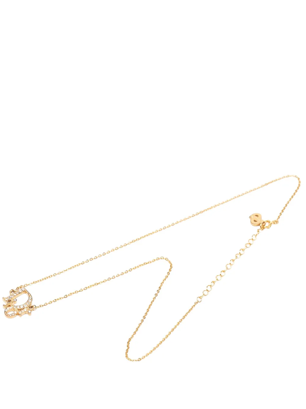Christian Dior Pre-Owned 2000-2010 Gold Plated Oblique Strass Necklace costume necklace