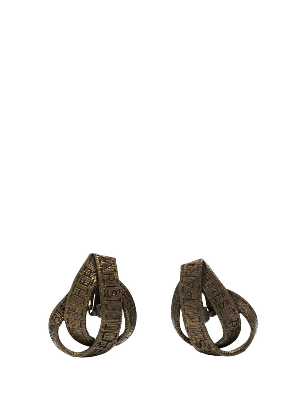Hermès Pre-Owned 1990-2000 Gold Plated Bijouterie Fantaisie Ribbon Clip On Earrings costume earrings - Oro