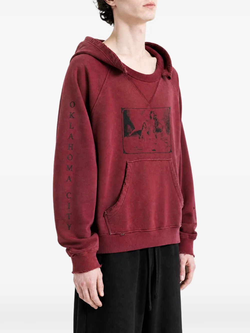 Enfants Riches Déprimés Oklahoma City Church gerafelde hoodie met grafische print Rood