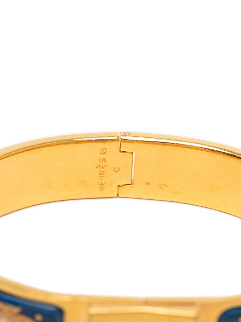 Hermès Pre-owned 20th Century Narrow Printed Enamel Loquet Hinge Bracelet Costume Bracelet in Blue, view 4
