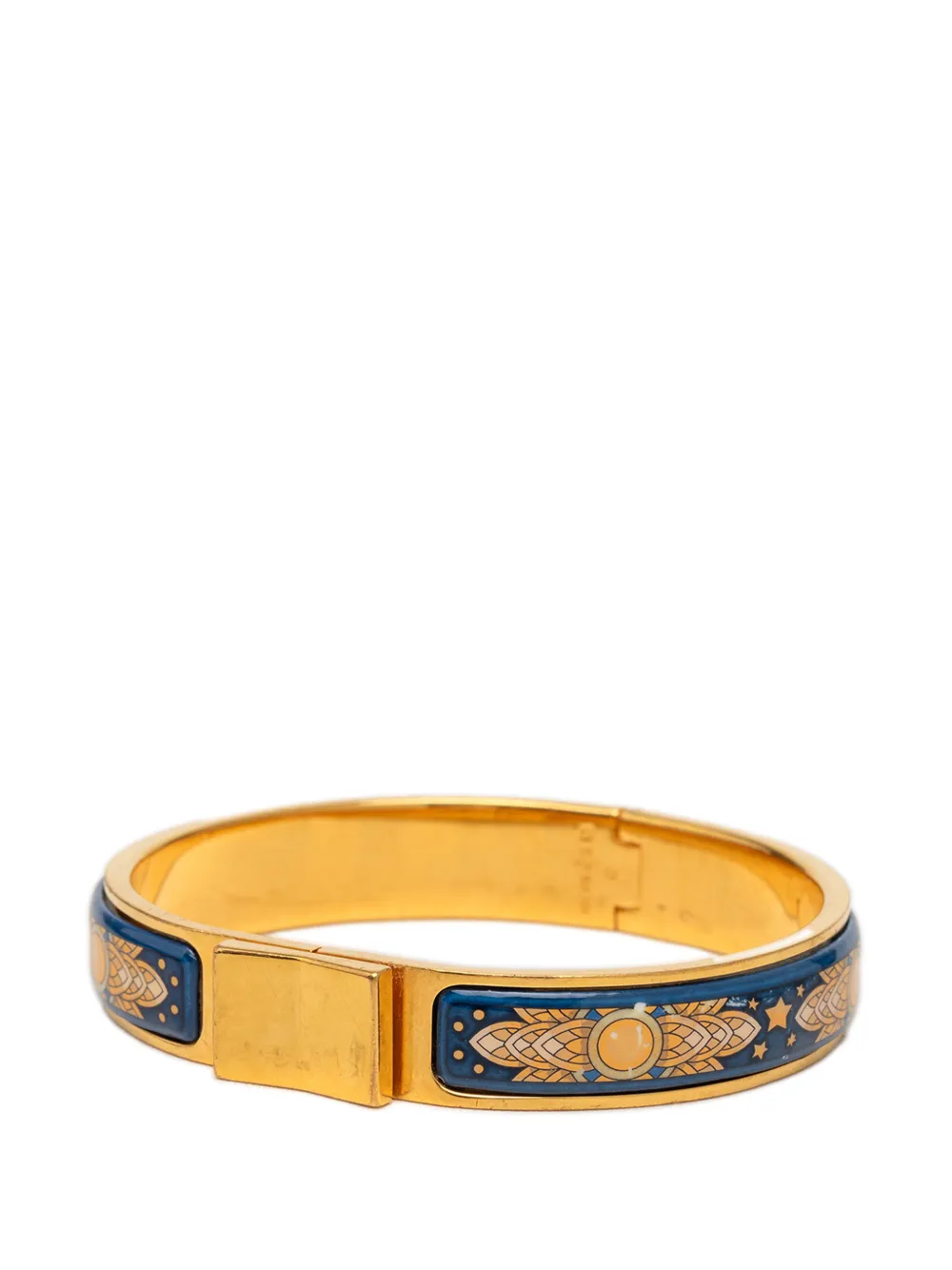 Hermès Pre-owned 20th Century Narrow Printed Enamel Loquet Hinge Bracelet Costume Bracelet in Blue, view 2