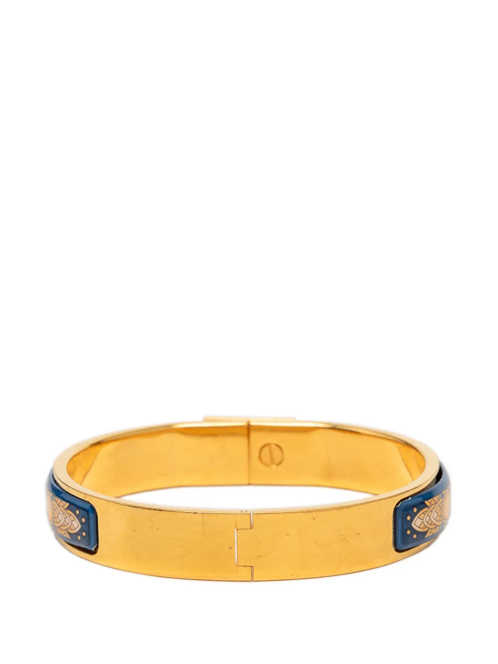 Hermès Pre-owned 20th Century Narrow Printed Enamel Loquet Hinge Bracelet Costume Bracelet in Blue, view 3