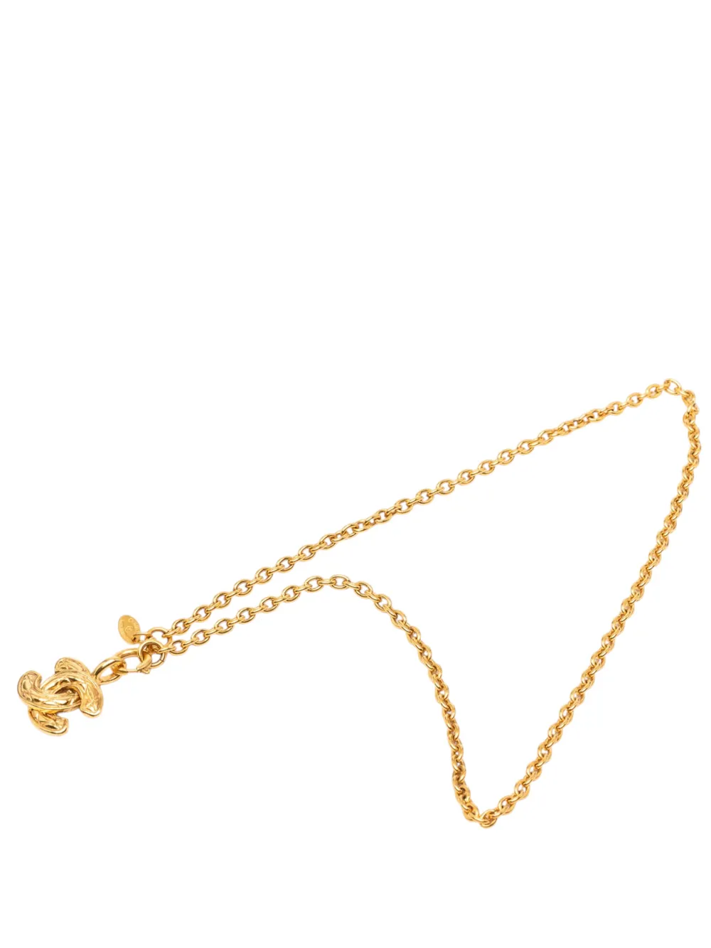 CHANEL Pre-Owned 1970-1980 Gold Plated CC Quilted Pendant Necklace costume necklace - Oro