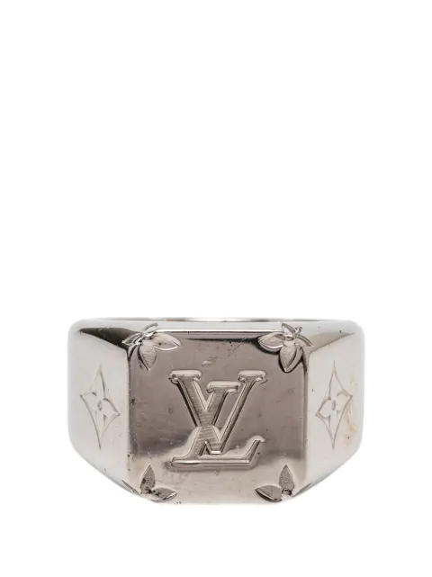 Louis Vuitton Pre-Owned 2020 Brass Monogram Signet Ring M costume ring