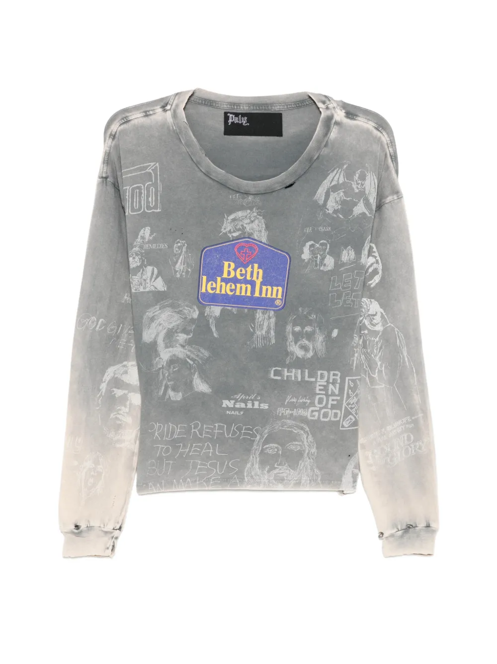 Paly Graphic-print Long-sleeves T-shirt In Gray
